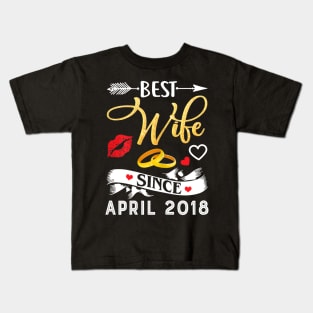 Womens 1st Wedding Anniversary Shirts Best Wife Since 2018 Kids T-Shirt